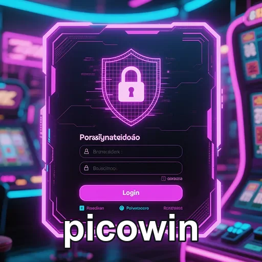 Interface de login do Picowin, destacando recursos de segurança para usuários.